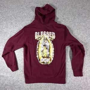 DGK Hoodie Maroon Mens Medium Blessed Virgin Mary Graphic Skateboard Pullover
